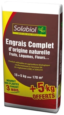 Engrais Complet - Solabiol - 15 + 5 Kg