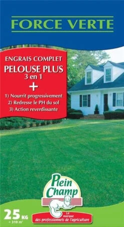 Engrais Pelouse 3 En 1 Force Verte - Plein Champ - 25 Kg