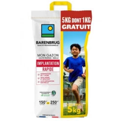 Gazon Implantation Rapide - Barenbrug -5kg Dont 1 Kg Gratuit