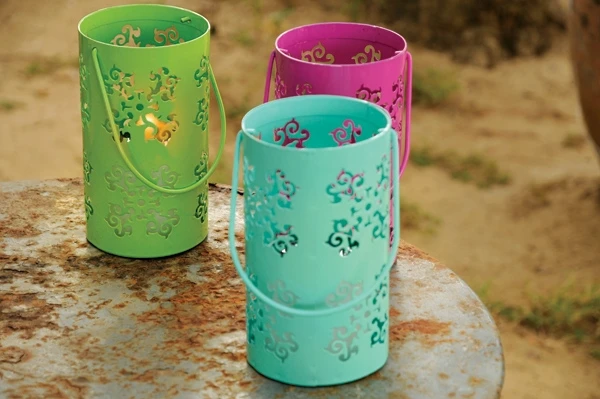 Lanterne Solaire Cylindrique LED - Blachere Illumination - Vert - 17 Cm