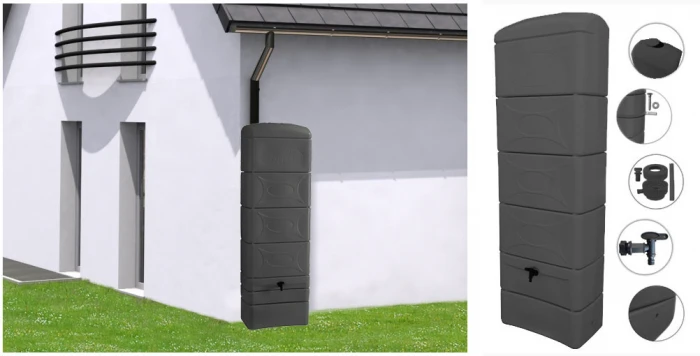 Récupérateur D'eau Mural - BELLI - 300 L - Gris Anthracite – Image 2