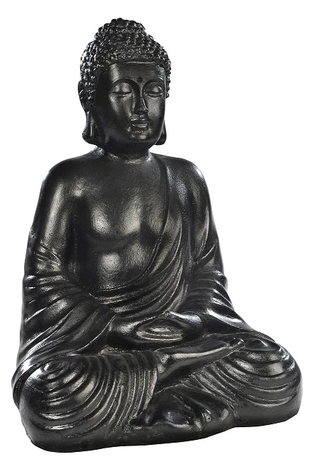 Bouddha Hindou Ciré Noir Hairie Grandon - Hauteur 50 Cm