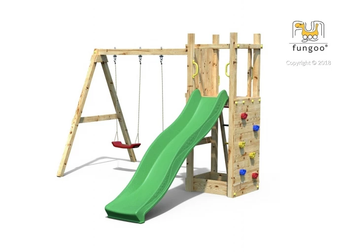 Aire De Jeux - Fungoo - Funny 3 - Avec Balançoire Double Et Bac à Sable