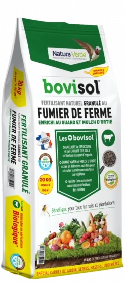 Fertilisant Complet Granulé Aux Fumiersde Ferme - Bovisol - UAB - 20 Kg